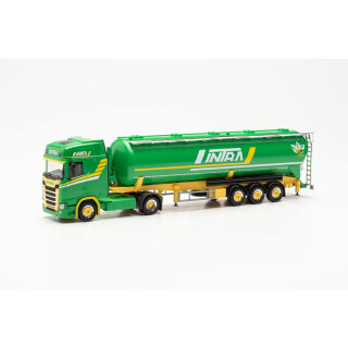 herpa 316057 Scania LKW Modell CS 20 HD Silo-Sattelzug Intr, Miniatur im Maßstab 1:87, Sammlerstück, Made in Germany, aus Kunststoff Miniaturmodell, grün