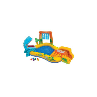 Playcenter "Dinosaur" mit Rutsche, Sprüher und reichlich Zubehör, Wasserbedarf ca 272l, Schlauchanschluss, Ablassventil, ab 3 Jahre, 249x191x109cm