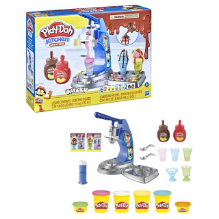 Play-Doh Drizzy Eismaschine mit Toppings, inklusive Drizzle Knete und 6 Farben