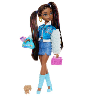 Barbie Dream Besties Puppe und Accessoires, bewegliche Barbie Brooklyn“ Modepuppe mit langem schwarzen Haar, 9 Teile zum Thema Musik, HYC22