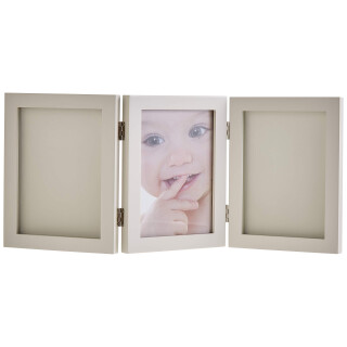 My Sweet Memories, Bilderrahmen dreiteilig mit Gipsabdruck und Foto für Baby Fußabdruck oder Handabdruck, taupe