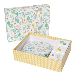 Baby Art Gift Box, Geschenk-Set inkl. 1x Magic Box, DIY Gipsabdruck Set für Baby Handabdruck oder Fußabdruck, sowie 3x kleinen Design Geschenkboxen, Toucans Limited Edition von Mr. & Mrs. Clynk