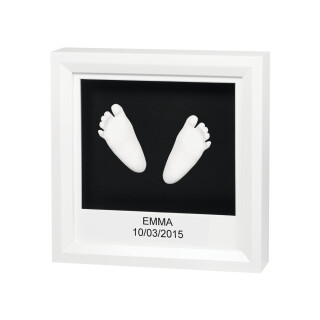 Baby Art Tiefer Bilderrahmen inkl 3D Gipsabdruck Set zum Selbermachen, dermatologisch geteste Gipsmasse härtet schnell aus, für 3D Baby Handabdruck Fußabdruck, My Baby 3D Sculpture Frame, schwarz weiß