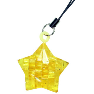 HCM Kinzel - 59196-3D Crystal Puzzle - 3D Mini Stern - Steckpuzzle, Puzzle für Erwachsene und Kinder - 14 Teile - Gelb transparent - ab 14 Jahre