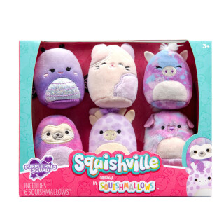 Squishville SQM0475-6er Pack Lila Squad, superweiche Mini-Squishmallows, 5cm Plüschfiguren