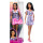 Barbie HPF75 Puppe, Kinderspielzeug, Fashionistas, gewellte Schwarze Haare und großer Körperbau, Cut-Out-Kleid mit Vichy-Karo, Kleidung und Accessoires, ab 3 Jahren
