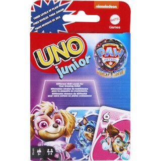 Mattel Games UNO Junior Paw Patrol: The Mighty Movie“ Kartenspiel für Kinder für Familienabende, mit 3 Schwierigkeitsstufen für 2 bis 4 Spieler, HPY62