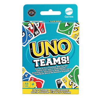 Mattel Games UNO Teams Kartenspiele für Kinder, Erwachsene und Familienabende, Partys und Reisen mit Sonderregeln für das Spielen in Zweierteams, HXT58