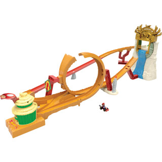 HOT WHEELS Super Mario Bros. - Dschungel-Königreich Rennstrecke Spielset inklusive Mario Die-Cast-Spielzeugauto - Erlebe die Abenteuer aus dem Film zu Hause, HMK49