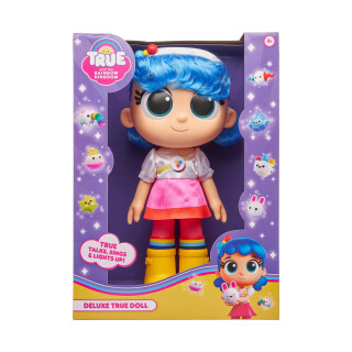 True and The Rainbow Kingdom Sprechende und singende Puppe mit LED-Lichtern und Geräuschen – Echte 30 cm süßee Puppe – Nachtlicht Plüsch Kuscheltier – ab 3 Jahren