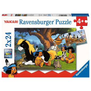 Ravensburger Kinderpuzzle 05577 - Yakari und Seine Freunde - 2x24 Teile Yakari Puzzle für Kinder ab 4 Jahren