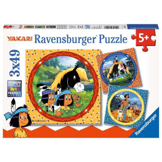 Ravensburger Kinderpuzzle - 08000 Yakari, der tapfere Indianer - Yakari-Puzzle für Kinder ab 5 Jahren, mit 3x49 Teilen