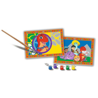 Ravensburger - CreArt Junior Serie: Dino Ranch, Malset nach Zahlen, enthält zwei vorgedruckte Tabellen, einen Pinsel, Farben, kreatives Spiel für Jungen und Mädchen 5+ Jahre