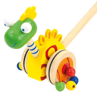 Bino world of toys Schiebelaufrad Dinosaurier Holzspielzeug Schiebe-Laufrad im Dino-Design Spielzeug für Kinder ab 2 Jahre (bewegender Dinosaurier, besonders robust, Maße: 7 x 7 x 55 cm),