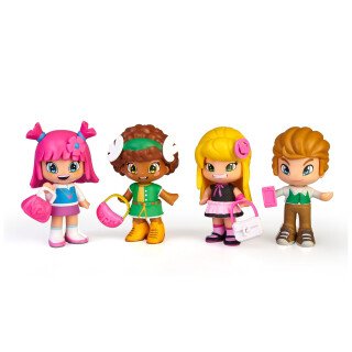 Pinypon - Friends Set, Packung mit 4 Figuren, Puppen aus der Serie, Michelle, Tasha, Julia und Will, mit 2 Zubehör, für Jungen und Mädchen ab 4 Jahren, PINY Institute of New York, Berühmt (PNP02000)