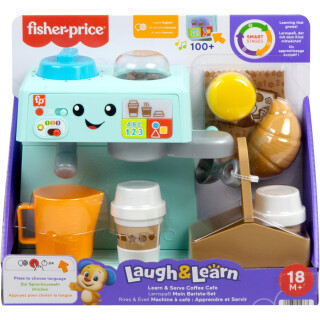 Fisher-Price Kleinkinderspielzeug Mein Barista-Set mit Lernstufen und 10 Teilen ab 18 Monaten, mehrsprachige Version, HYR98