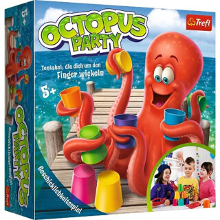 Trefl, Octopus Party, Geschicklichkeitsspiel, Familienspiel, Partyspiel für 1-3 Spieler, für Kinder ab 5 Jahren , Fingertraining, Feinmotorik, Fangarme, bauen aus Bildern, Spielkarten