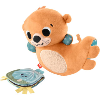 Fisher-Price Sensorik-Plüschspielzeug für Babys, Wippender 2-in-1-Otter zum Spielen in der Bauchlage mit Spielbuch für Neugeborene, HXG96