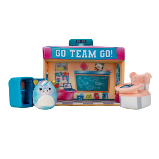Squishville SQM0325 Schule, superweiches Spielset mit 5cm Mini-Squishmallows Plüschfigur und Zubehör