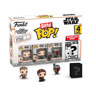Funko Bitty POP! Mandalorian - Cobb Vanth™, Bitty Pop! Fennec Shand™, Bitty Pop! Boba Fett™, und eine geheimnisvolle Bitty Pop!-Figur - 0,9 Zoll (2,2 cm) zum Sammeln - Geschenkidee - Cake Topper