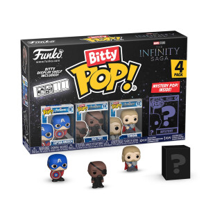 Funko Bitty Pop! Marvel - Captain America 4PK - Captain America (Holding Shield), Nick Fury, Thor und eine Überraschungs-Mini-Figur - 0.9 Inch (2.2 cm) - Marvel Comics Sammlerstück Fans