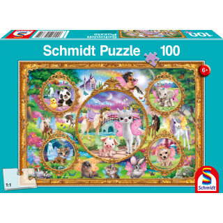 Schmidt Spiele 56371 Animal Club, Einhorn-Tierwelt, 100 Teile Kinderpuzzle, Bunt