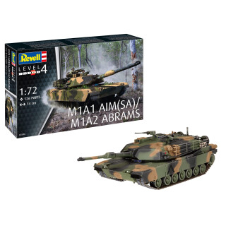 Revell Modellbausatz Militär I M1A2 Abrams I Maßstab 1:72 I Level 4 Bausatz I Teileanzahl 126 I ab 12+ Jahren I für Kinder und Erwachsene I Spritzgusskette mit Einzelgliedern und Teilabschnitten