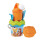 Poppy Baby Eimergarnitur, Sandspielzeug, 6 Teile, Eimer, Sieb, Sandform, Schaufel, Rechen, Gießer, 11cm, D:14cm, ab 10 Monate