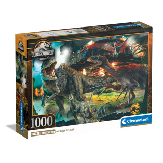 Clementoni Jurassic World 3 Puzzle 1000 Teile Erwachsene - Jurassic Puzzle Erwachsene in 70 x 50 cm - Puzzle Erwachsene anspruchsvoll von Clementoni 39856