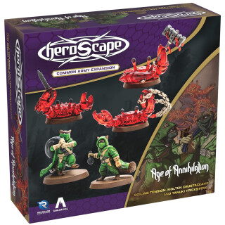 Renegade Games: Heroscape: Molten Crustaceans & Tanuki Tricksters - Armee-Erweiterung, 5 zusammengebaute unlackierte Figuren & 5 Karten, Miniaturen Spielzubehör