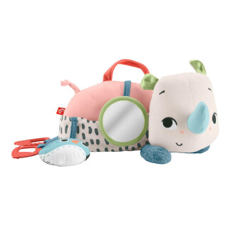 Fisher-Price Spielzeug für Neugeborene Planet Friends Neugieriges Bauchlage-Nashorn Plüschtier mit sensorischen Aktivitäten für Babys ab 0 Monaten, HYR55