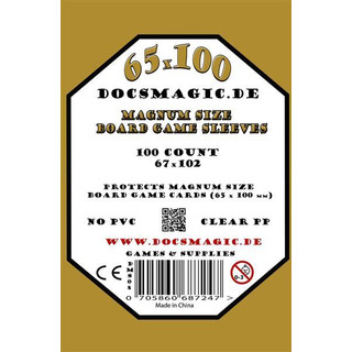 100 Docsmagic.de Magnum Size Board Game Sleeves - 67 x 102 - Extra Large - 65 x 100 - Brettspielhüllen
