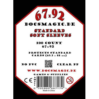 100 Docsmagic.de Soft Card Sleeves Clear - 67 x 92 mm - Standard Size - Klar Kartenhüllen