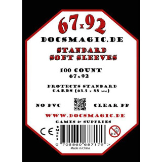 100 Docsmagic.de Soft Card Sleeves Clear - 67 x 92 mm - Standard Size - Klar Kartenhüllen