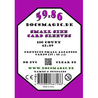 100 Docsmagic.de Small Size Card Sleeves Clear - 59 x 86 Standard - 62 x 89 - Klar - Yu-Gi-Oh! Kartenhüllen