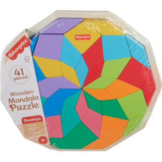 Fisher-Price Vorschulspielzeug Holzpuzzle mit geometrischem Mandala-Design, 40-teiliges Holzpuzzle für Kinder ab 3 Jahren, HXT94