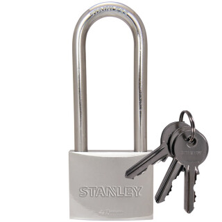 STANLEY Solid Brass Chrome plated Vorhangschloss 40mm mit hohem Bügel, 3 Schlüssel,S742-016, Schloss, Bügelschloss
