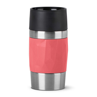 Emsa N21604 Travel Mug Compact Thermo-/Isolierbecher aus Edelstahl | 0,3 Liter | 3h heiß | 6h kalt | BPA-Frei | 100% dicht | auslaufsicher | spülmaschinengeeignet | 360°-Trinköffnung | Korallenrot
