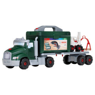 Theo Klein 8640 Bosch Schraubtruck Spiel-Set mit Ixolino I Konstruktions-Spielzeug mit Werkzeug, Gabelstapler und Kran I Maße: 70 cm x 13,83 cm x 22,25 cm I Spielzeug für Kinder ab 3 Jahren