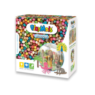 Playmais WINDOW Tiere Fensterbilder-Set für Kinder ab 3 Jahren I Motorik-Spielzeug mit mehr als 2300 Mosaikgröße I Natürliches Spielzeug I Fördert Kreativität & Feinmotorik