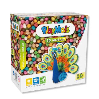 Playmais 3D MOSAIC Pfau Kreativ-Set zum Basteln für Kinder ab 3 Jahren | Über 2.300 Stück & 3D Vorlagen | Fördert Kreativität & Feinmotorik | Natürliches Spielzeug