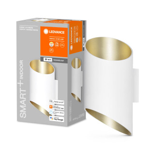 LEDVANCE ORBIS CYLINDRO SMART+ Wi-Fi Leuchte, dimmbare LED Innenwandleuchte, 12W, Farbtemperatur 3000-6500K, 600 Lumen, schwarz/kupfer, Zylinder mit asymmetrischen Anschnitten, 20x12cm