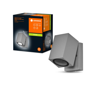 LEDVANCE ENDURA Classic Cube ADJ WALL Außen-Wandleuchte, silber, GU10-Sockel (max 35W), kann mit einfacher oder smarter Lampe bestückt werden, ausrichtbarer Leuchtenkopf, Schutzklasse IP44