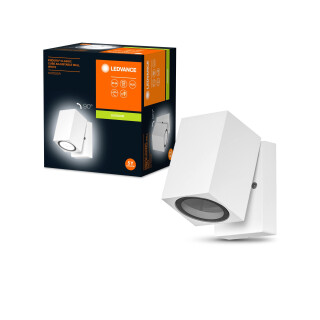 LEDVANCE ENDURA Classic Cube ADJ WALL Außen-Wandleuchte, weiß, GU10-Sockel (max 35W), kann mit einfacher oder smarter Lampe bestückt werden, ausrichtbarer Leuchtenkopf, Schutzklasse IP44