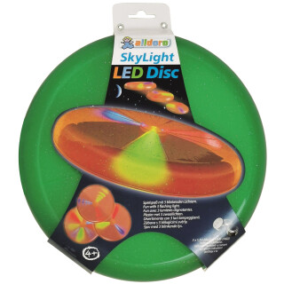 Green alldoro 63017 Sky Light Disc, Wurfscheibe Ø ca. 27 cm, Frisbeescheibe mit 3 LEDs, für Strand, Garten und Outdoor, Wurfspiel für Kinder ab 4 Jahren & Erwachsene, grün