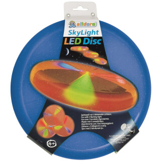 Blue alldoro 63018 Sky Light Disc, Wurfscheibe Ø ca. 27 cm, Frisbeescheibe mit 3 LEDs, für Strand, Garten und Outdoor, Wurfspiel für Kinder ab 4 Jahren & Erwachsene, blau