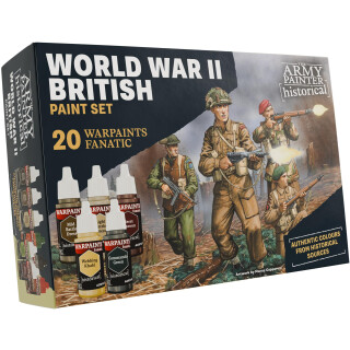 The Army Painter, Historical: WWII British Paint Set, 20 x 18 ml Warpaints Fanatic: 14 acrylic, 4 Washes, 1 Effect & 1 Metallic - Miniaturfarben für die British Armed Forces