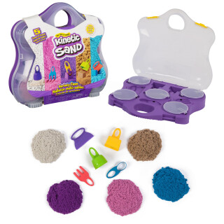Kinetic Sand Farbspiel Koffer - mit 907 g magischen Sand aus Schweden in 5 Farben und mit 5 Werkzeugen für kreatives Indoor-Sandspiel, für Kinder ab 3 Jahren