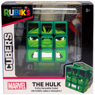 Rubiks Cube, Cubers - Hulk, 3x3 Marvel Zauberwürfel im Hulk-Design, mit coolem Zubehör: Körper, Ständer - die Superhelden-Challenge, ab 8 Jahren