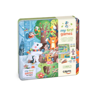 Cayro My First 6 Spiele, klassische Brettspiele für Kinder, Oca, Parchis, Tangram, Mikado, Domino und Memory – alles in einem Spiel – Familienspaß